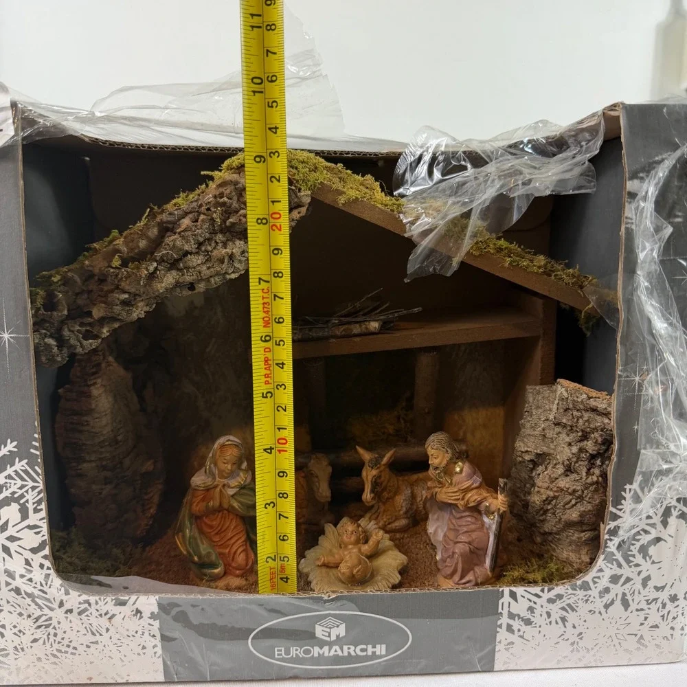 Euromarchi Made In Italy Nativity Hand-Painted Presepe Holy Family Stable NEW - Picture 7 of 12